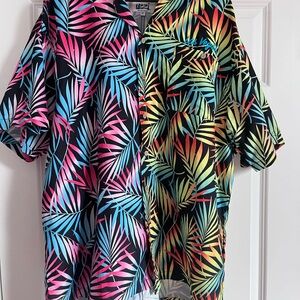 Uzzi Amphibious Gear Aloha Hawaiian Shirt Mens XL Royal Blue Palm Leaf HP95